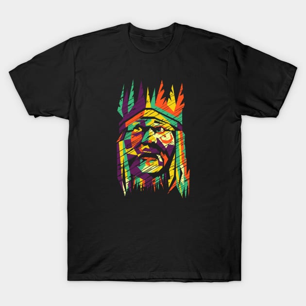 Shaman Warrior Tribal Style Modern Colors T-Shirt by jazzworldquest